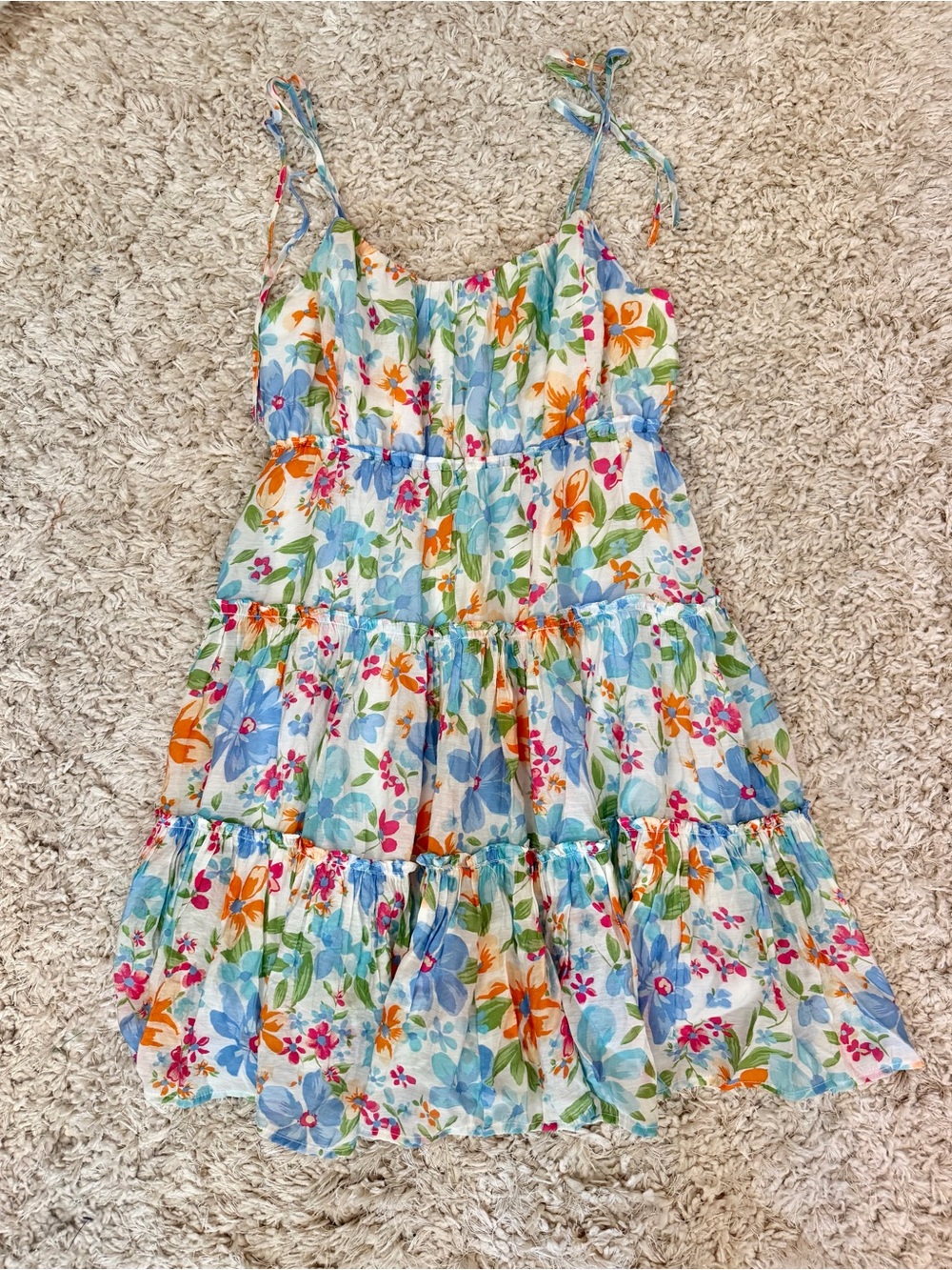 MINE Floral Tiered Mini Dress Size Large